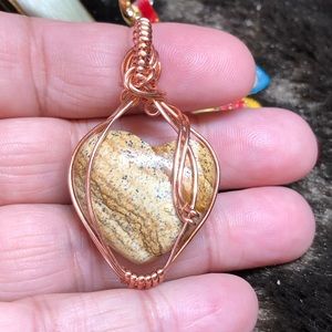 💎picture jasper stone heart pendant